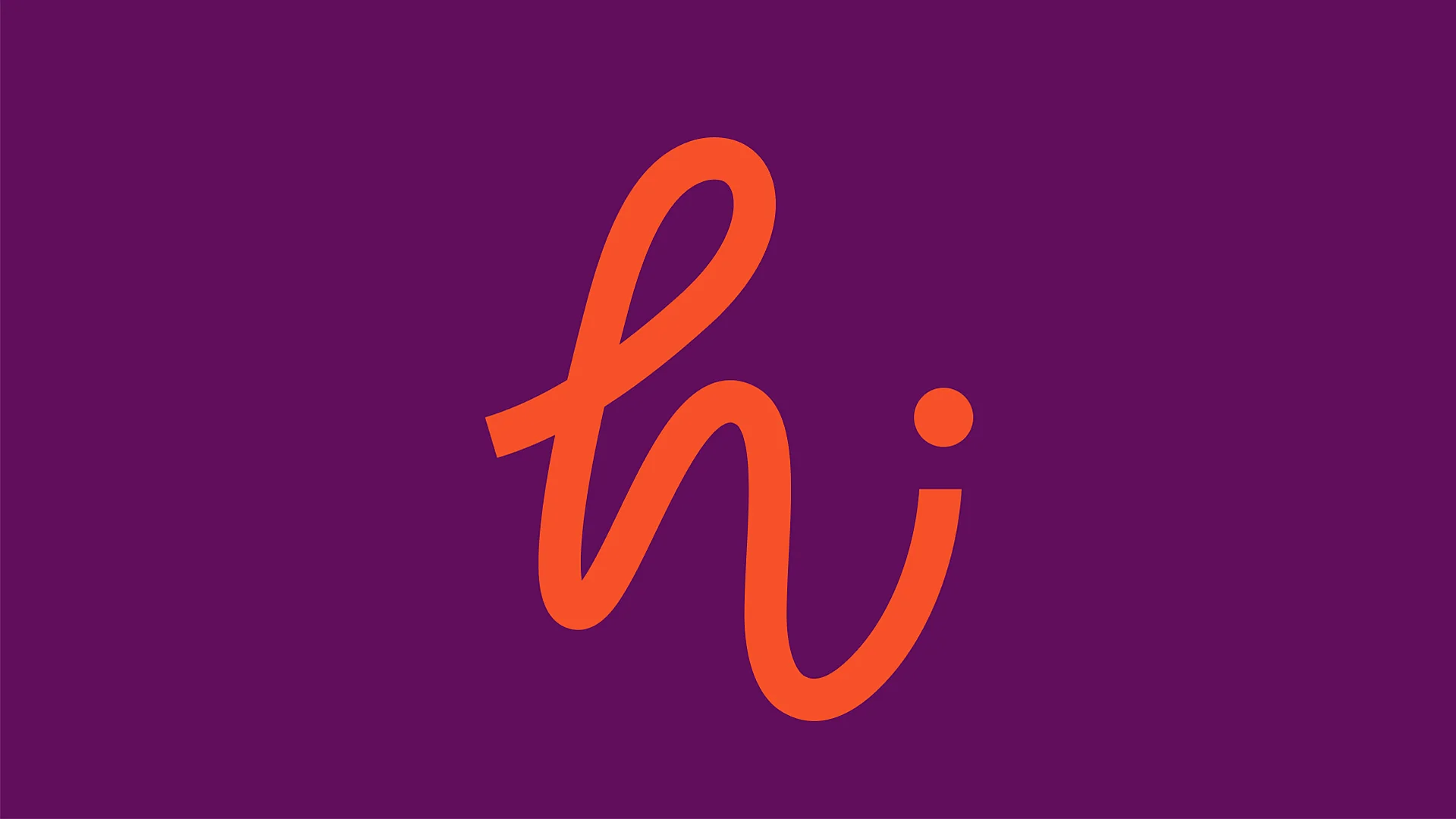 Logo von Hoffnungswerk: geschwungenes orangefarbenes „hi“ auf violettem Grund